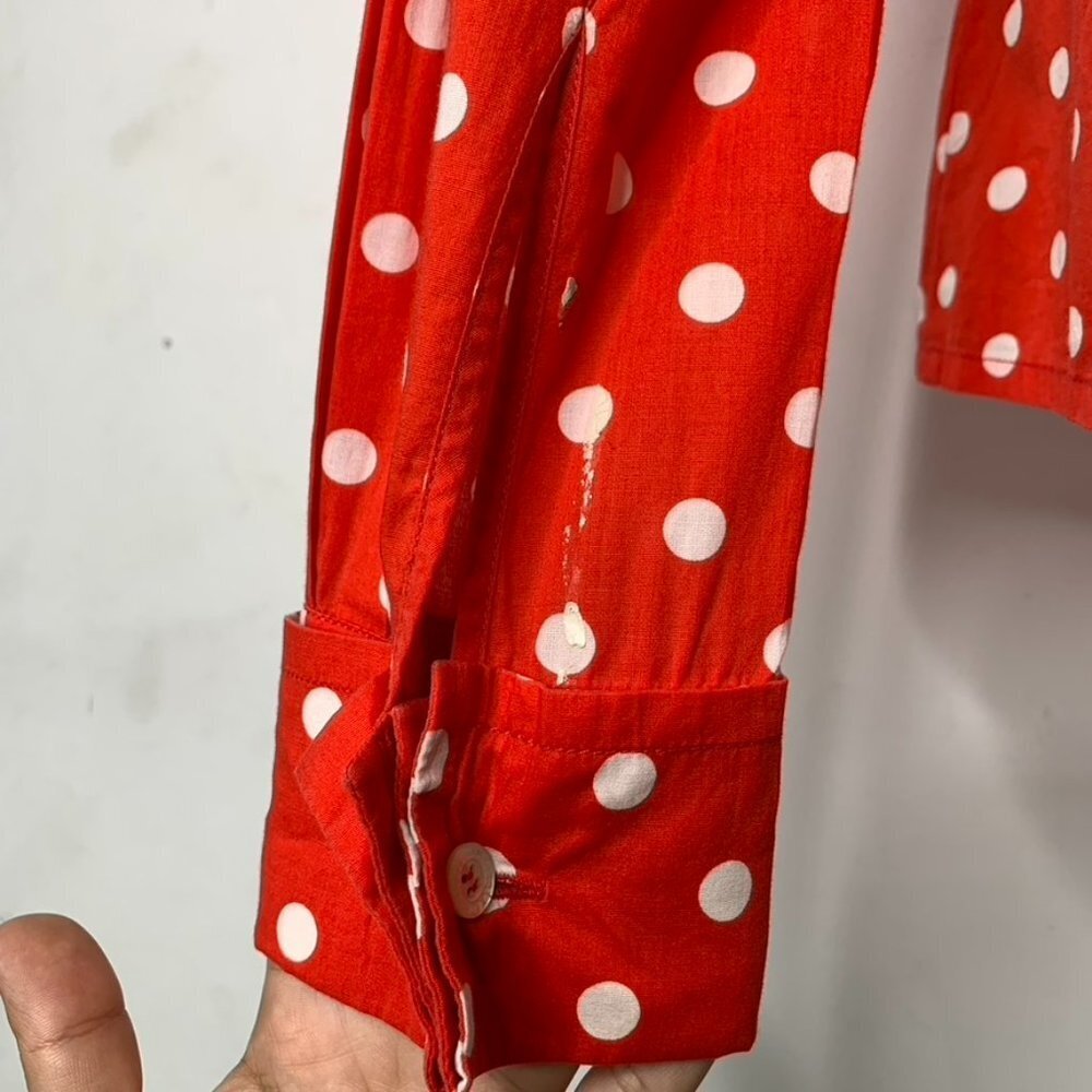 Christian Lacroix Women's Red White Polka Dot Long Sleeve Button Down Shirt 44 - Picture 11 of 15